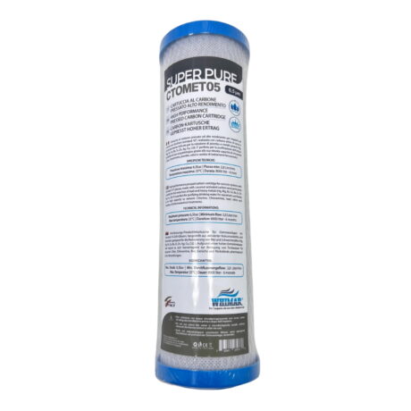 Whimar – SuperPure – cartuccia carbon Block 0,5um per la rimozione di piombo e metalli pesanti per impianti ad osmosi a bicchiere